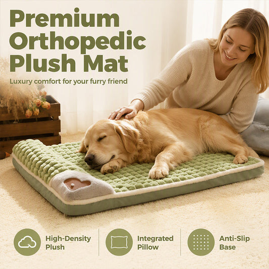 🐱🐶Thick Plush Pet Sleeping Mat with Raised Headrest for Dogs & Cats☁️