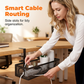 🔌🖥️ No-Drill Clip-On Under-Desk Cable Management Basket | Rubber-Padded C-Clips, Side Openings for Easy Cable Routing🔗