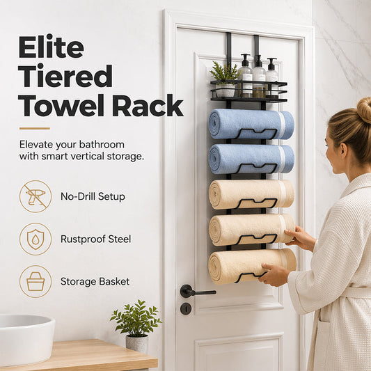 🚪🛁Over-the-Door Towel Rack with Storage Shelf – No-Drill Bathroom Organizer