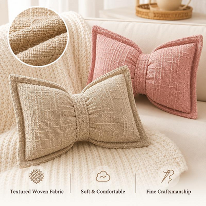 🎀🛋️ Soft Chenille Bow-Shaped Throw Pillow