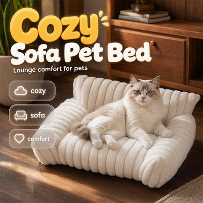 🐾🐱 Cozy Sofa Pet Bed – Ultra-Comfortable, Raised Bolster Edges & Super-Soft Ribbed Plush🐶