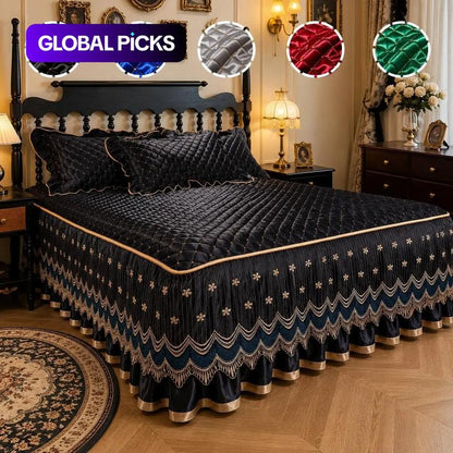 🛏️🧵Quilted Bed Skirt with 18-Inch Drop