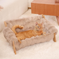 🛋️🐾 Elevated Plush Pet Bed with Wooden Frame – Premium Comfort, Sturdy Natural Wood & Removable Washable Cover ✨