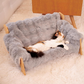 🛋️🐾 Elevated Plush Pet Bed with Wooden Frame – Premium Comfort, Sturdy Natural Wood & Removable Washable Cover ✨