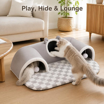 🐱🕳️3-in-1 Plush Cat Tunnel & Bed🔮