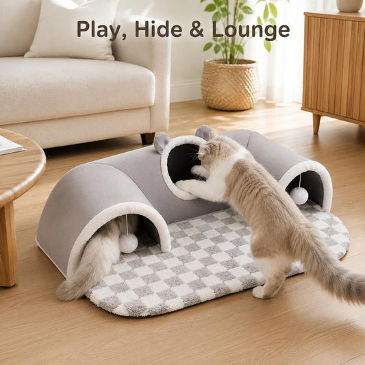 🐱🕳️3-in-1 Plush Cat Tunnel & Bed🔮