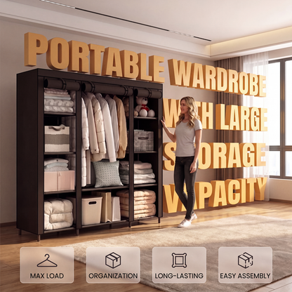 🧥🔩Tool-Free Portable Fabric Closet | Extra Closet Space, No Drilling