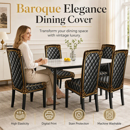 🪑☁️ Baroque-Print Stretch Chair Cover | High-Density Stretch Fabric, Machine Washable 🧵