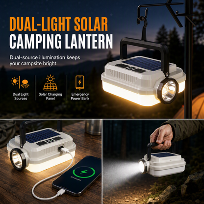 ⛺💡Dual-Light Solar Camping Lantern | Light Up Your Campsite & Charge Your Phone