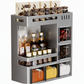 🧂 Save 50%! 🍳 Wall-Mounted Spice Rack – No-Drill Adhesive Install, Multi-Tier Storage with Jars & Spoons – Declutter Your Kitchen Counter ✨