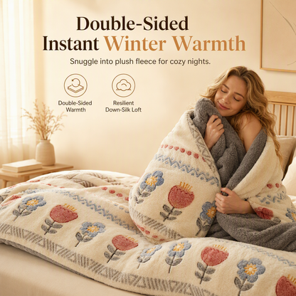 🧊🛏️Double-Sided Sherpa-Fleece Winter Comforter | Quilted Anti-Clumping🐑