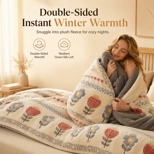🧊🛏️Double-Sided Sherpa-Fleece Winter Comforter | Quilted Anti-Clumping🐑