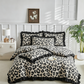 🐆🛏️Leopard-Print Ruffled-Trim Duvet Cover Set | Soft Polyester Fabric, 1 Duvet Cover + 2 Pillowcases🖤
