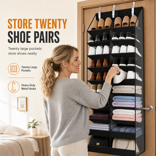 🚪👟Over‑The‑Door Mesh Storage Organizer | Tidy Up Scattered Shoes In Minutes📌