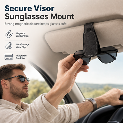 🕶️🚗Car Sun‑Visor Magnetic Sunglasses‑Clip | 2‑in‑1 Holder For Sunglasses, Tickets & Cards🧲
