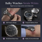 ⌚⚙️Men’s Tonneau Quartz Chronograph Watch | Decorative Skeleton Dial with Moon Phase Display🕳️