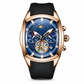 ⌚⚙️Men’s Tonneau Quartz Chronograph Watch | Decorative Skeleton Dial with Moon Phase Display🕳️