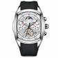 ⌚⚙️Men’s Tonneau Quartz Chronograph Watch | Decorative Skeleton Dial with Moon Phase Display🕳️