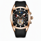 ⌚⚙️Men’s Tonneau Quartz Chronograph Watch | Decorative Skeleton Dial with Moon Phase Display🕳️