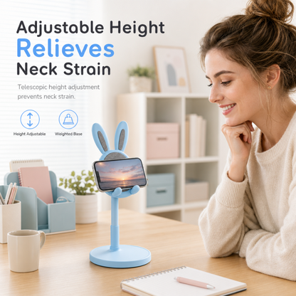 🐰📱Cute Bunny Aesthetic Desktop Phone Stand |Weighted Base with Anti-Scratch Silicone Pads📏