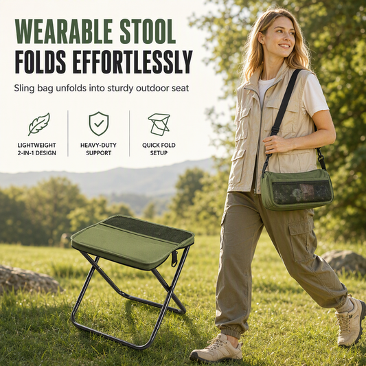 🎒🪑 2-in-1 Folding Stool Crossbody Bag | Take Your Seat With You on the Go—No Bulky Gear⚡