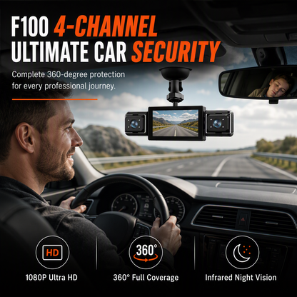 🚗🎥Four-Lens Rotatable Dash Cam | Multi-Angle In-Car and Outside-Car 1080p Recording with Infrared Night Vision🔄