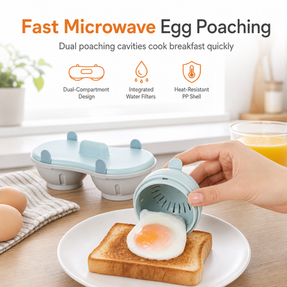 🍳⚡Dual-Compartment Microwave Egg Poacher | Cook Two Poached Eggs Quickly⏱️