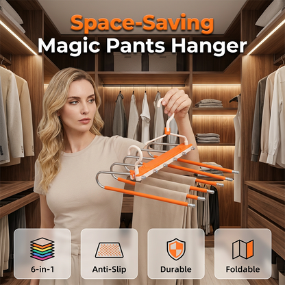 👖🪝Multi-Layer Pants Hanger | Dual-Hanging Modes Maximize Your Closet’s Vertical Space📐