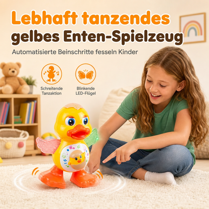 🦆🎵Electric Singing and Dancing Cartoon Duck Toy | LED Light Effects, Waddling Motion🌈