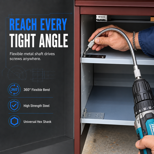 🔧↩️360° Bendable Flexible Drill Shaft | Reach Hidden Screws in Tight, Hard-to-Access Corners💪