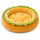 🍔🐶Cute Hamburger-Shaped Round Pet Bed | Comfy Headrest Cushion for Household Pets🧶