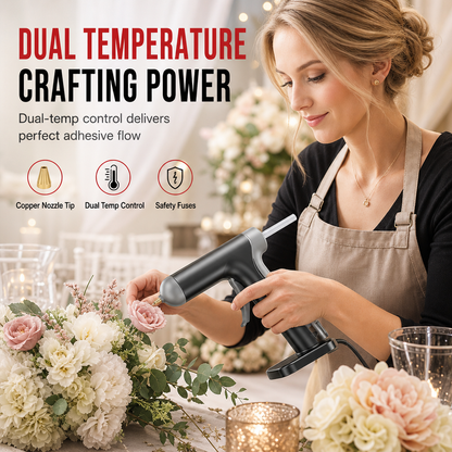 🔫🧵Cordless Dual-Temperature Hot-Melt Glue Gun Kit | 10 Glue Sticks for Crafts and Home Use🎒