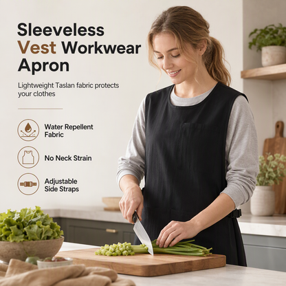 🥼🍳Vest-Style Water- and Oil-Repellent Kitchen Apron | Say Goodbye to Neck Pain from Old Neck-Hanging Aprons🎽