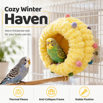 🐦🛏️Soft Hanging Coral‑Fleece Bird Bed | Space‑Saving Cage‑Mount Rest Spot🧶