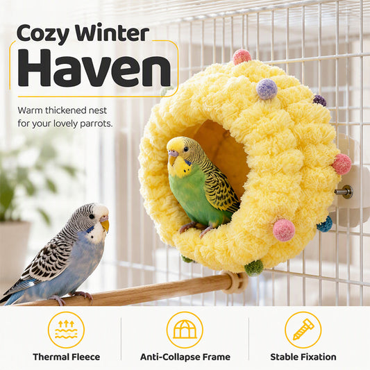 🐦🛏️Soft Hanging Coral‑Fleece Bird Bed | Space‑Saving Cage‑Mount Rest Spot🧶