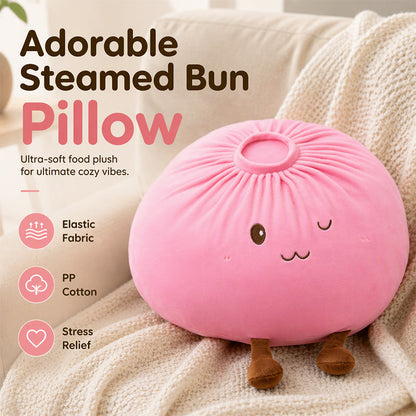 🥟🛋️Cute Bao-Bun-Shaped Plush Pillow |  Cloud-Like Snuggle Cushion for Relaxing🧶