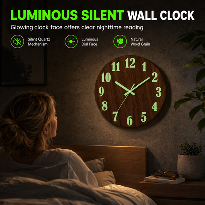 🕰️🤫Non-Ticking Silent Wood-Grain Wall Clock | Reduces Disturbing Ticking Noise for Bedrooms with Light Sleepers🪵