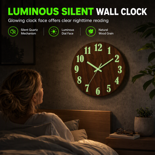 🕰️🤫Non-Ticking Silent Wood-Grain Wall Clock | Reduces Disturbing Ticking Noise for Bedrooms with Light Sleepers🪵