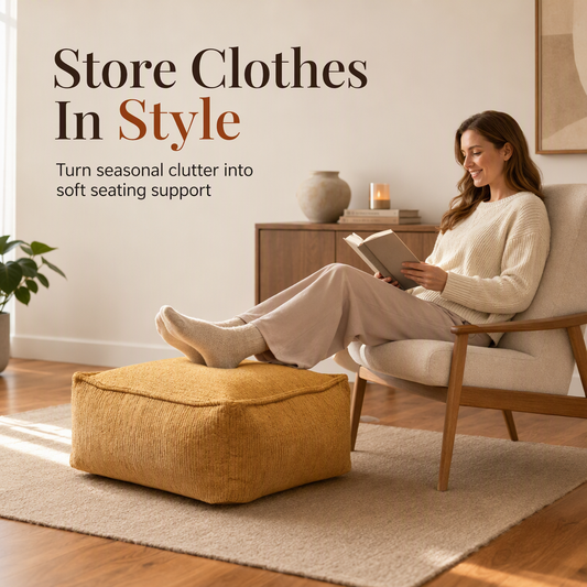 🪑📦Empty Storage Ottoman Cover | Repurpose Unused Clothes & Blankets Into Useful Home Seating🤐
