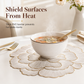 🍽️🔥Nordic‑Style Metallic‑Gilded Hollow‑Peony PVC Placemat | Water‑Oil‑Repellent Wipe‑Clean🌸