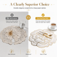 🍽️🔥Nordic‑Style Metallic‑Gilded Hollow‑Peony PVC Placemat | Water‑Oil‑Repellent Wipe‑Clean🌸