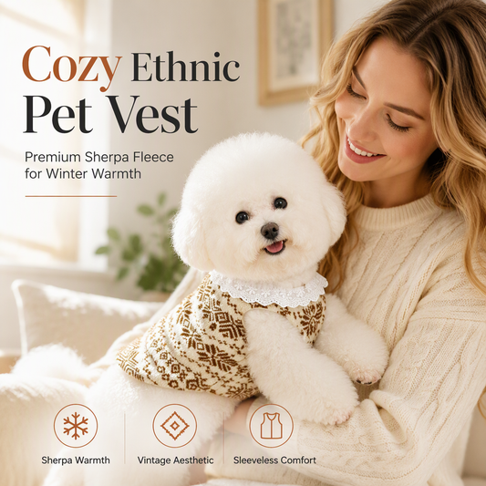 🐕🧶High-Neck Thick Sherpa Fleece Pet Sweater Vest | Integrated D-Ring Leash Attachment☁️