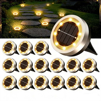 🌞🌷4-Pack Outdoor Garden Solar Ground Lights | 8-LED Auto On/Off Weather-Resistant Pathway Landscape Light⚡