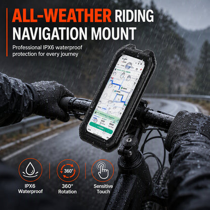 🏍️📱IPX6 Waterproof Handlebar Phone Mount | High-Sensitivity Touch Window for Outdoor Riding👆