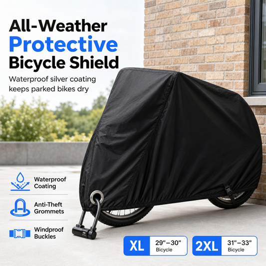 🚲🌧️190T Silver-Coated Bicycle Cover | Water-Repellent UV Shield, Reinforced Grommet Buckle⚡
