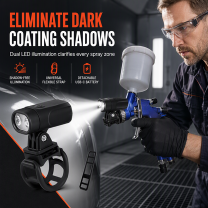 🔫⚡Spray-Gun Auxiliary Dual-LED Aiming Light | Eliminates Painting Shadows to Detect Runs, Dry Spots, and Uneven Coating for Refinishing Jobs🛠️