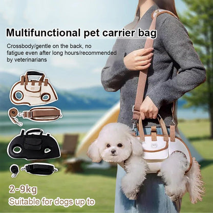 🐱🐶 2-in-1 Portable Pet Carrier/Sling/Tote | Breathable Blended Fabric, Padded Sponge Shoulder Strap🔄