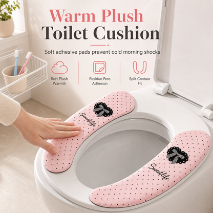 🚽🧻Static-Cling Traceless-Plush Toilet Seat Cushion Pads (1 Pair) | Washable, Reusable, No Sticky Residue🧇