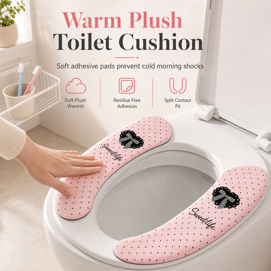 🚽🧻Static-Cling Traceless-Plush Toilet Seat Cushion Pads (1 Pair) | Washable, Reusable, No Sticky Residue🧇