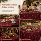 🎄🍽️Christmas-Printed Holiday Tablecloth | Rocking Horse Festive Pattern, Peach-Skin Weave Spill-Repellent Surface🐴